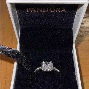 Pandora Square Sparkle Halo Ring